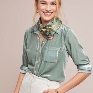 NWT Maeve Anthropologie Velvet Button Down Sz 8